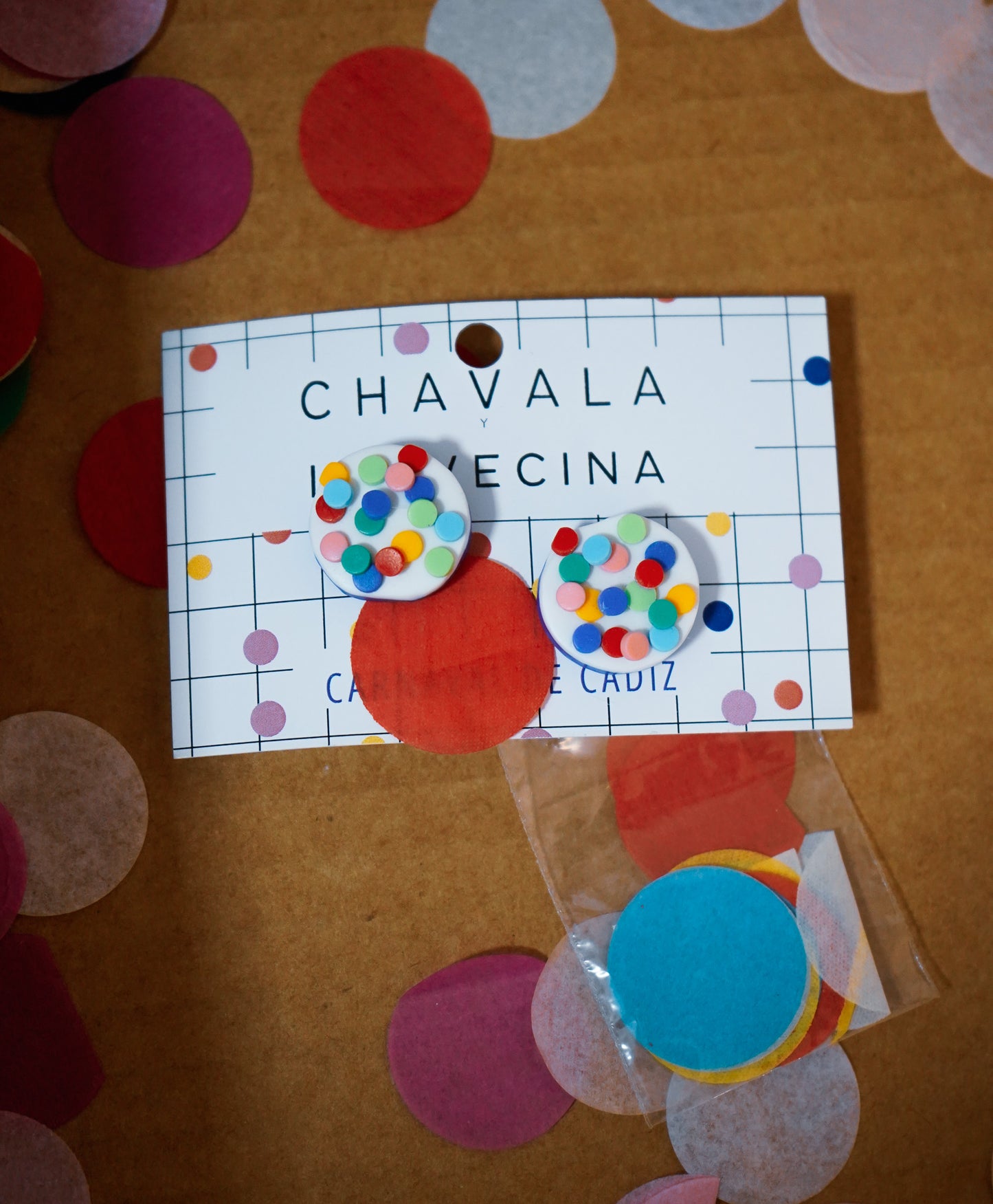 Pendientes redondos carnaval papelillos - Chavala x La Vecina