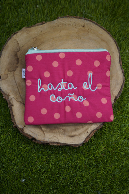 Rosa lunares letra celeste - Monedero - Hasta el coño