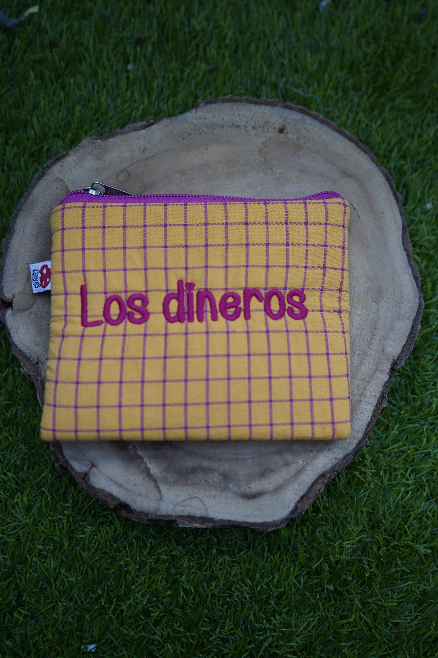 Vichy amarillo cuadros letra roja - Monedero - Los dineros