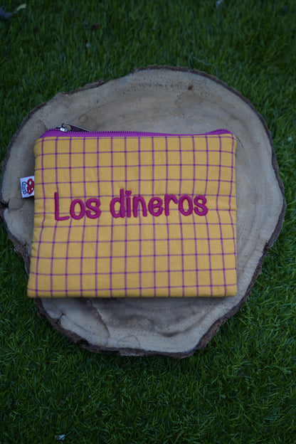 Vichy amarillo cuadros letra roja - Monedero - Los dineros