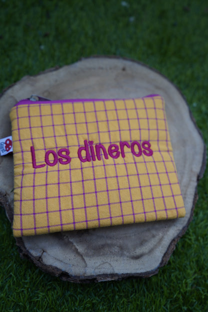Vichy amarillo cuadros letra roja - Monedero - Los dineros