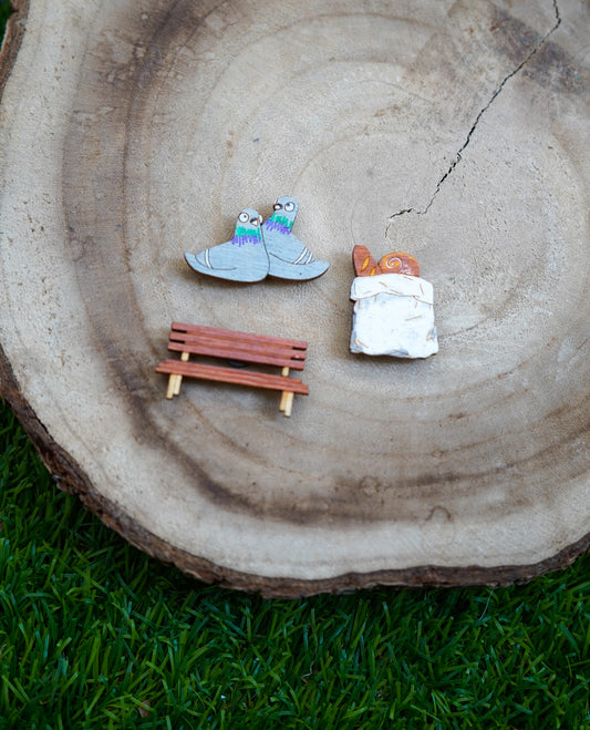 Pack de imanes: Dar de comer a las palomas