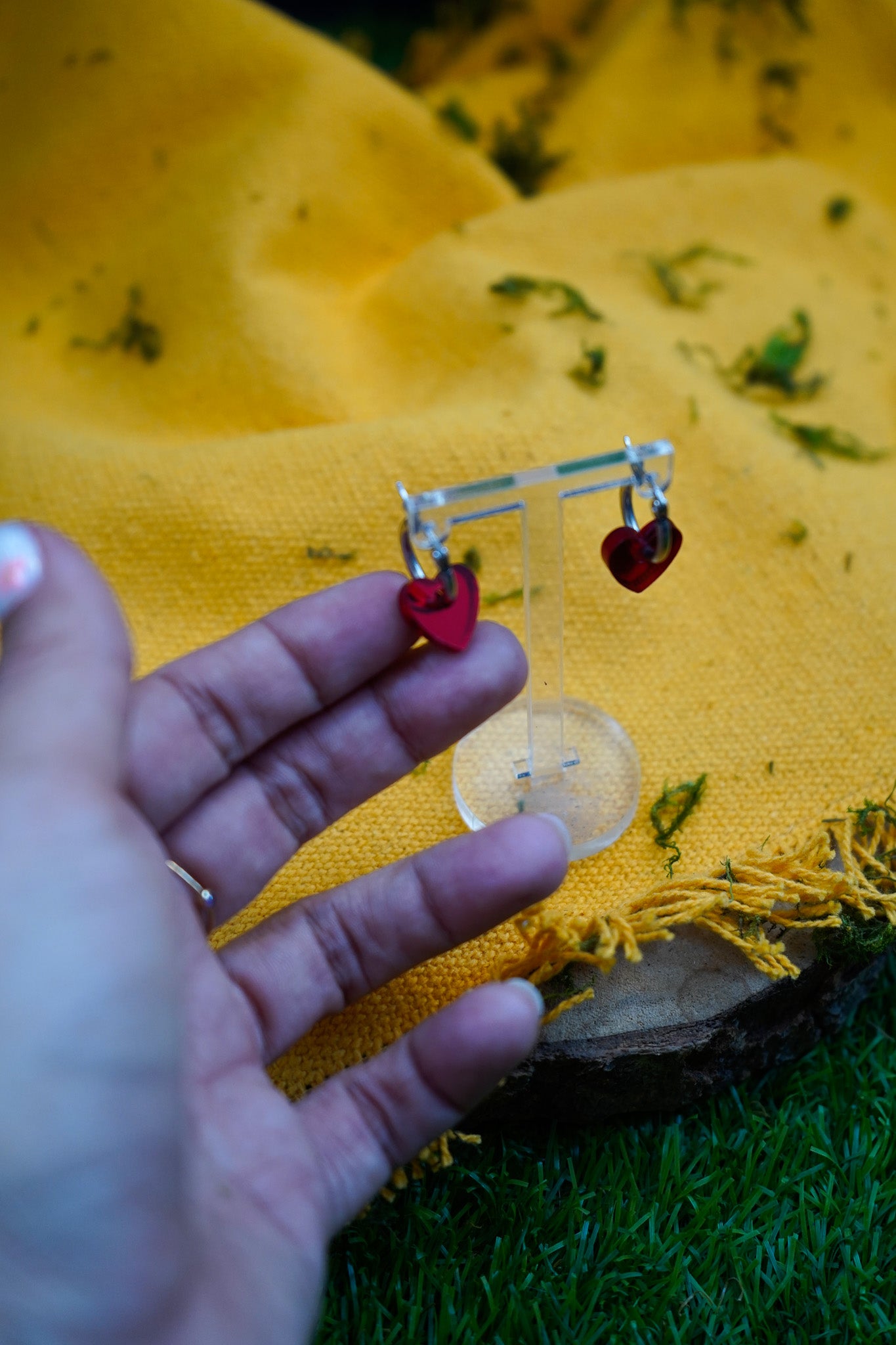 Pendientes mini corazón metacrilato