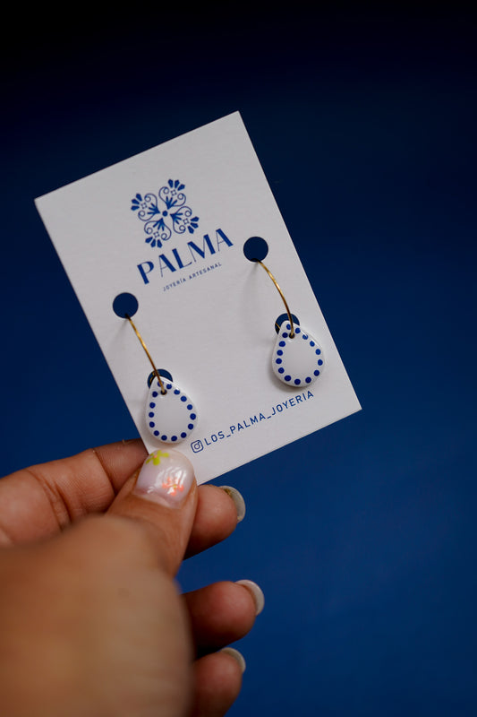 Pendientes gota puntos pintado a mano