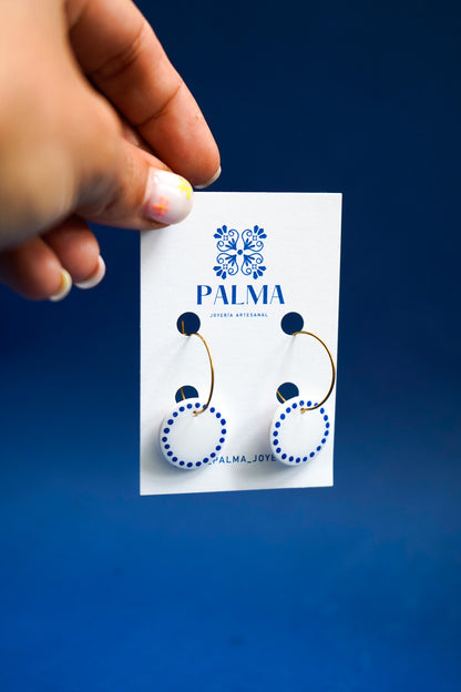 Pendientes redondos puntos pintado a mano