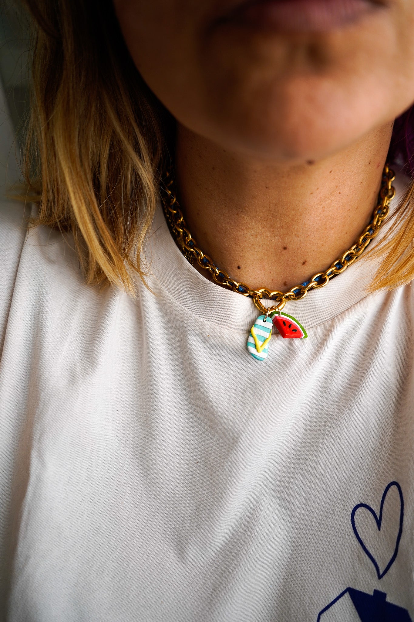 Collar sandía y chancla choker