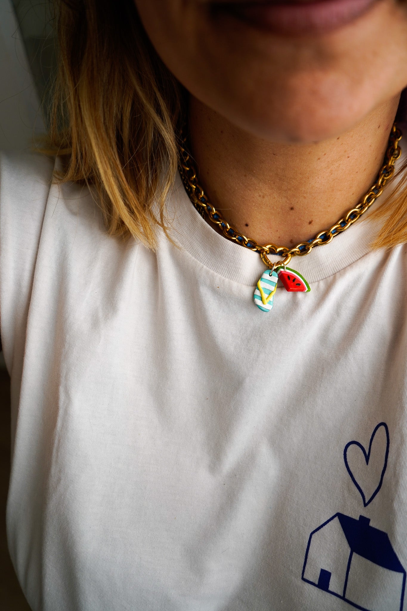 Collar sandía y chancla choker