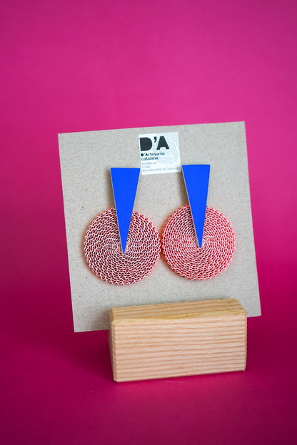 Pendientes de cartón círculo AZUL triángulo ROSA