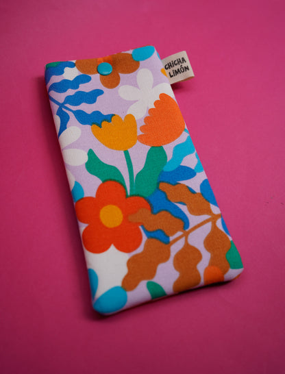 Funda de gafas flores fondo rosita
