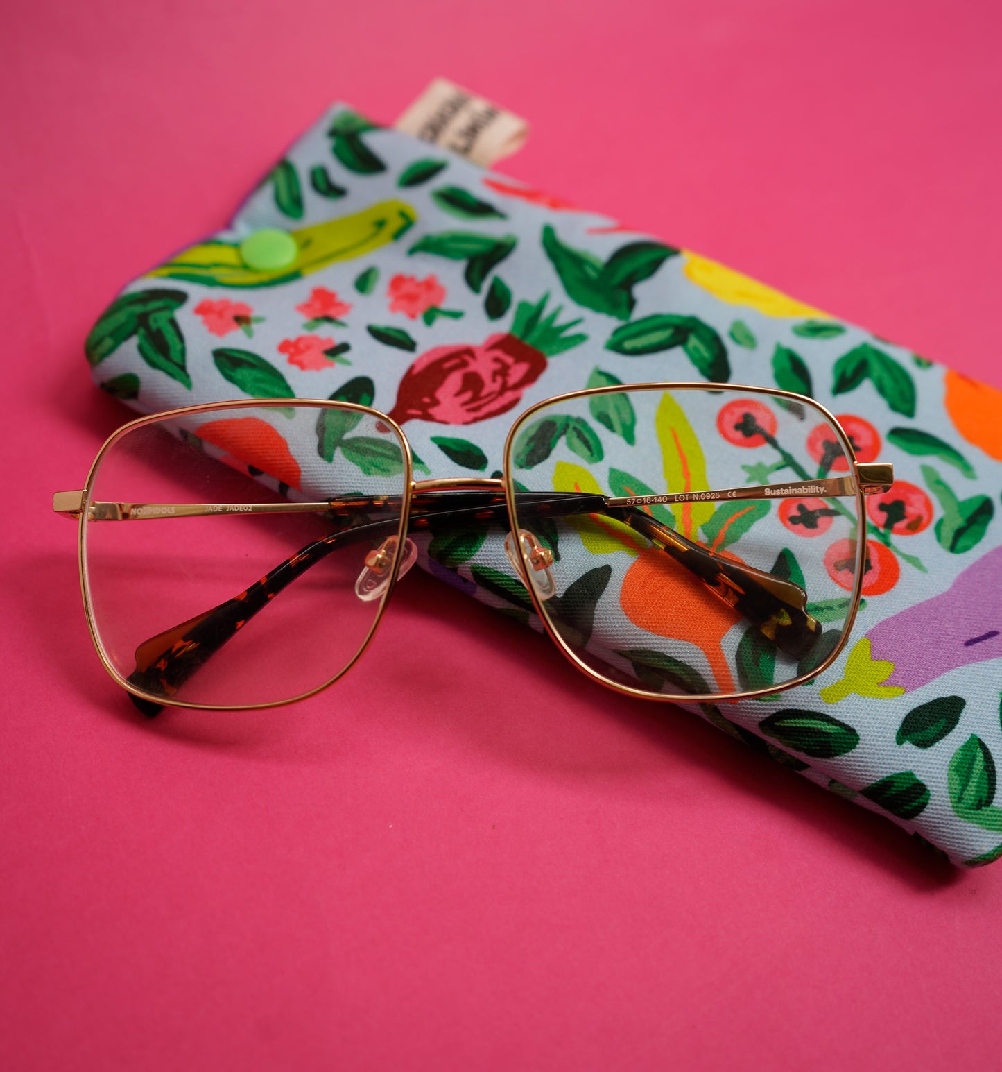 Funda de gafas frutas y verduras azul claro