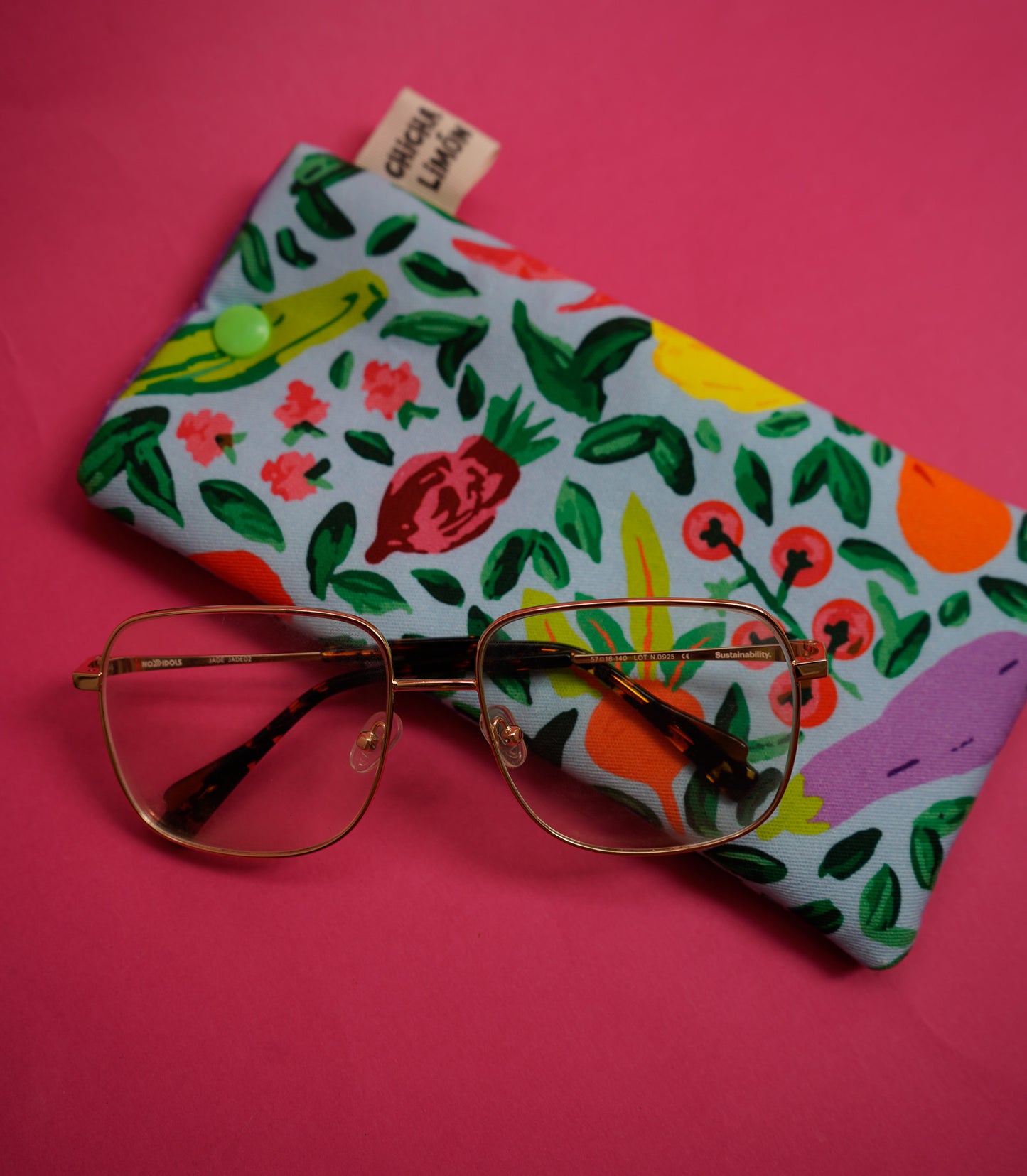 Funda de gafas frutas y verduras azul claro
