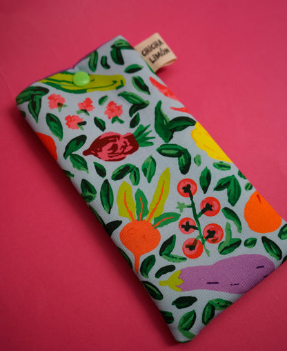 Funda de gafas frutas y verduras azul claro