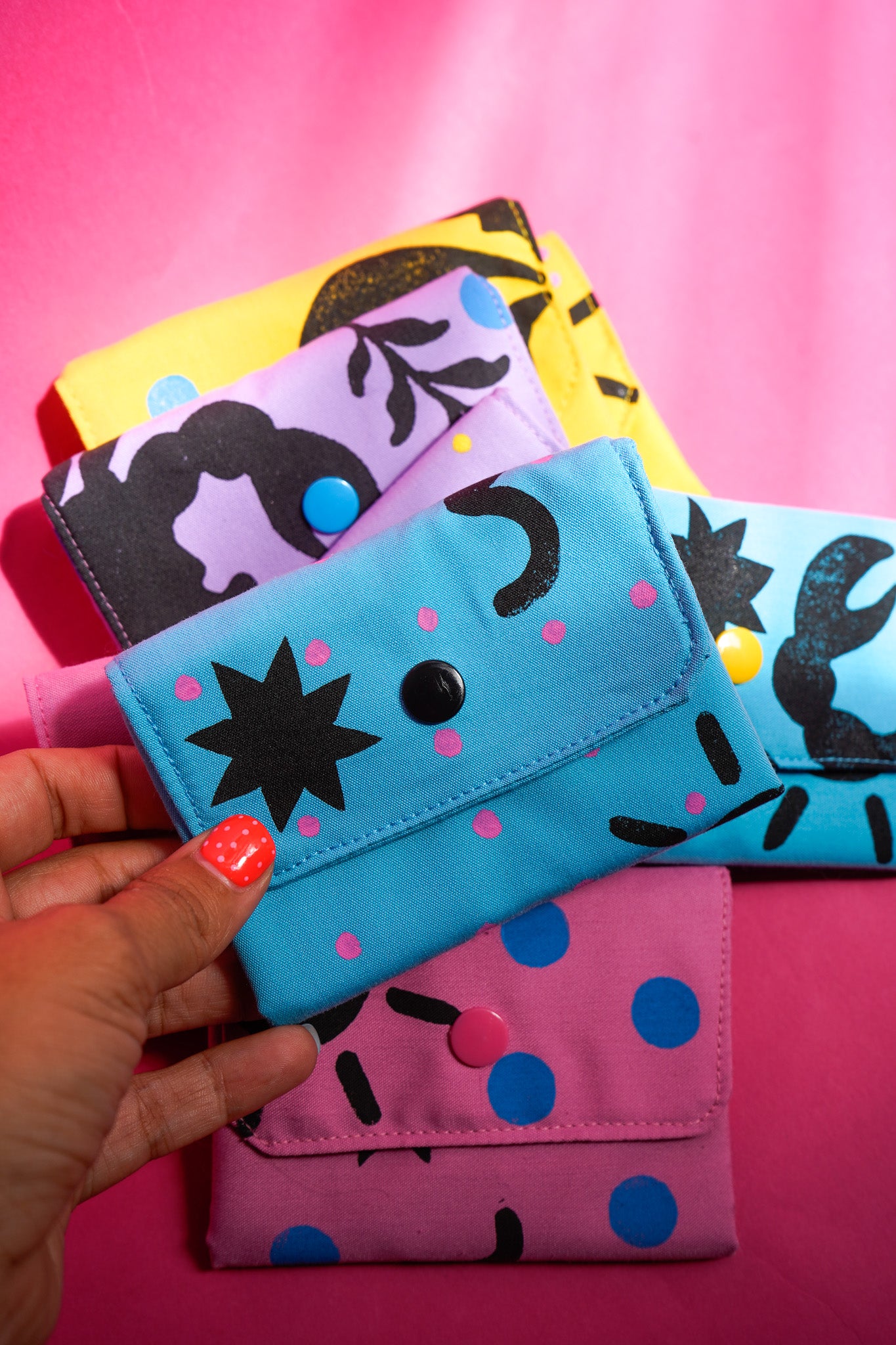 Monedero AZUL linograbado