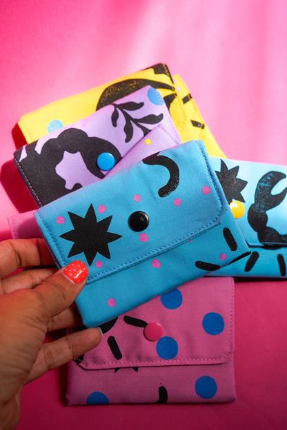 Monedero AZUL linograbado
