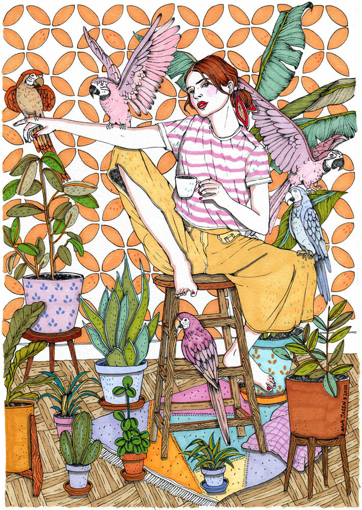 Lámina Chica loros colores