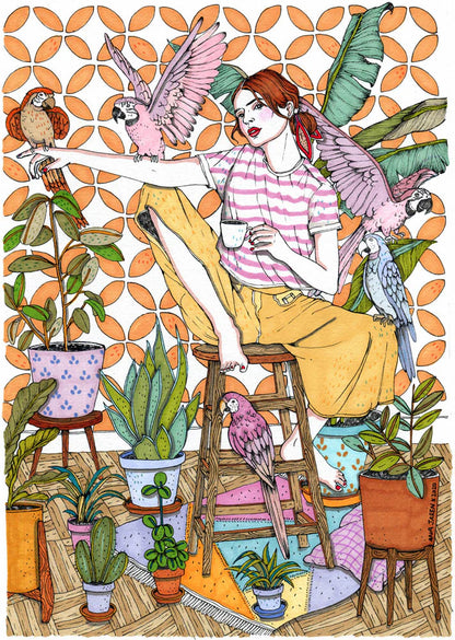 Lámina Chica loros colores