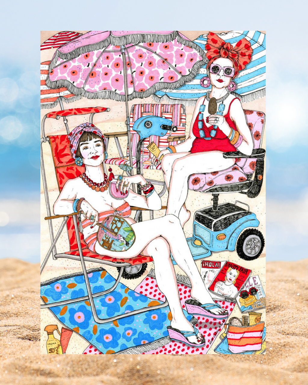 Lámina Señoras en la playa