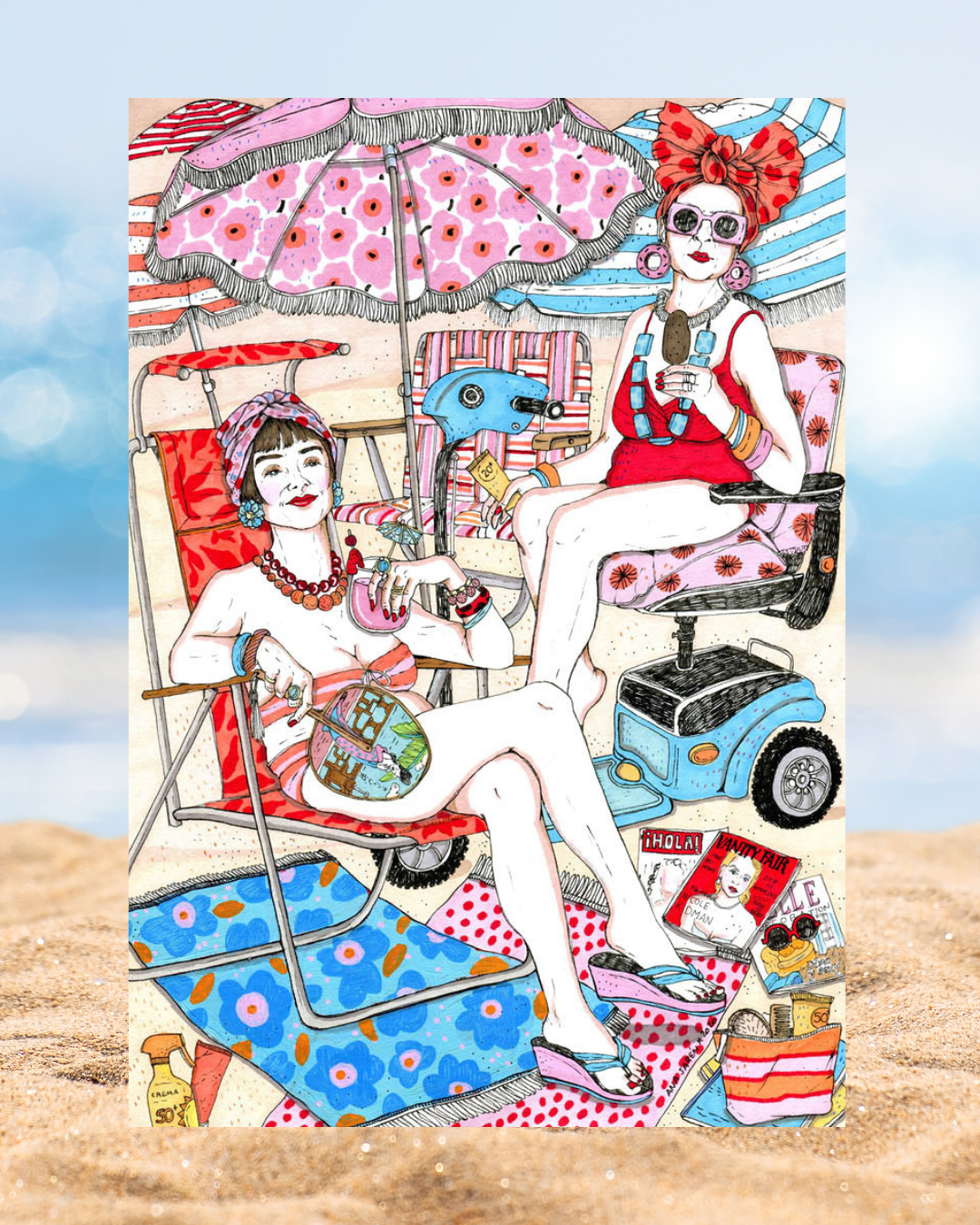 Lámina Señoras en la playa