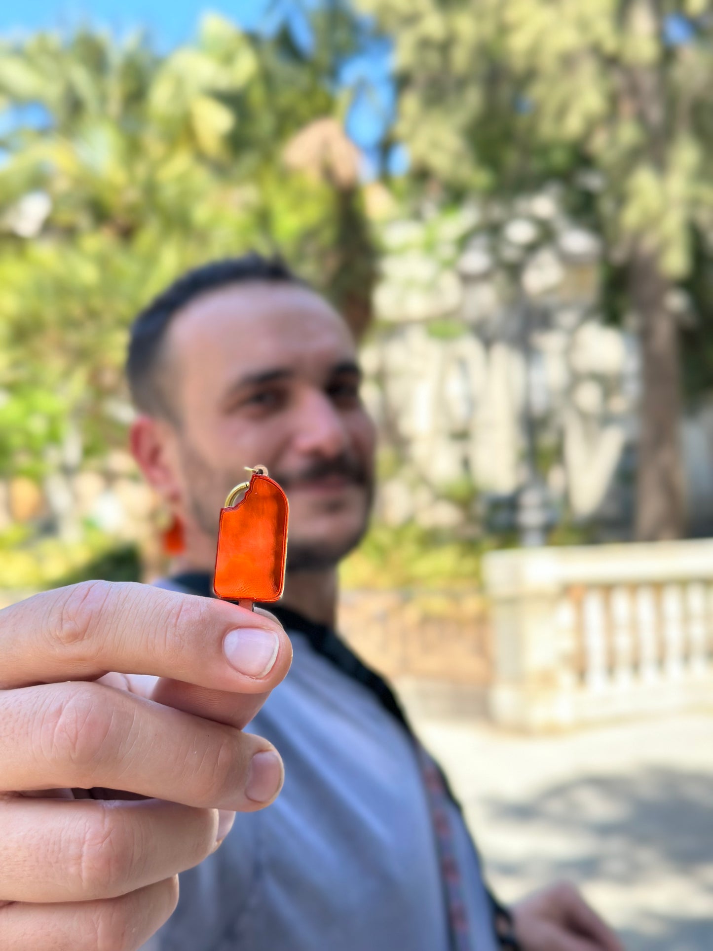 Pendientes polo naranja helado