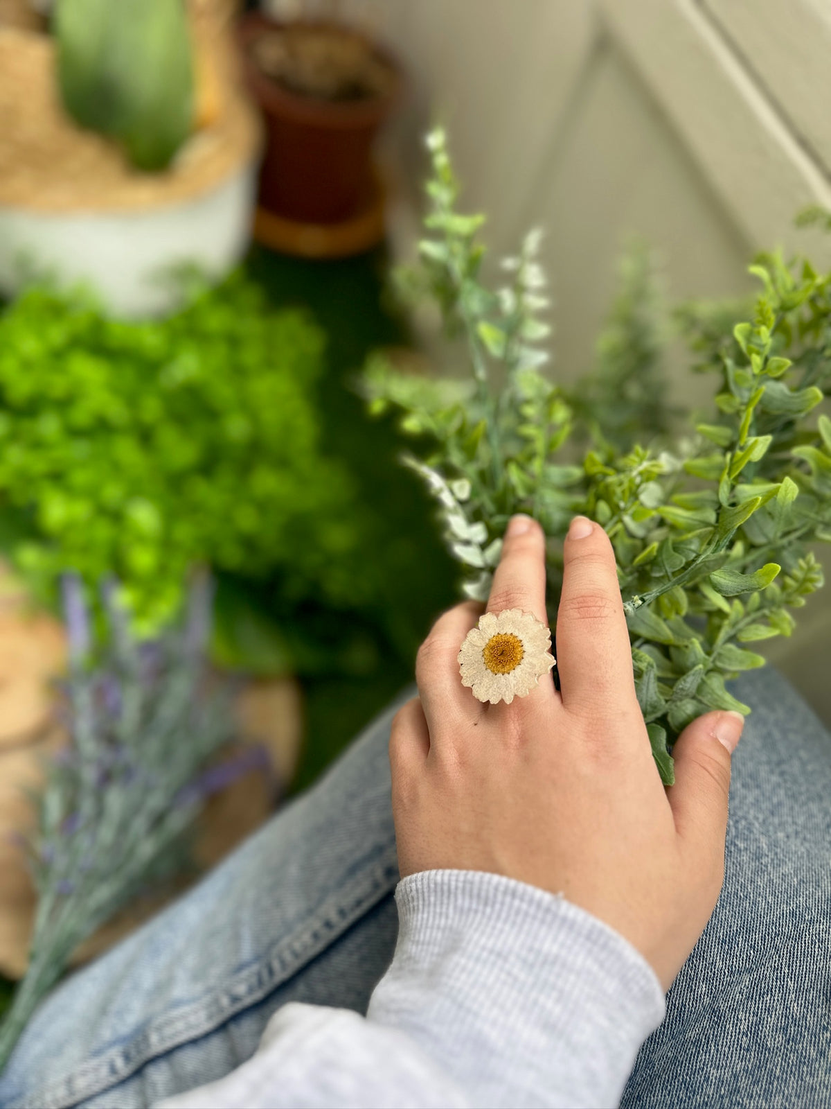 Anillo margarita blanca