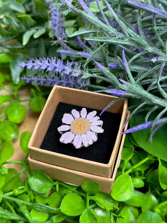 Lilac Daisy Flower Ring