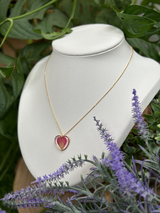 Rose petal heart necklace