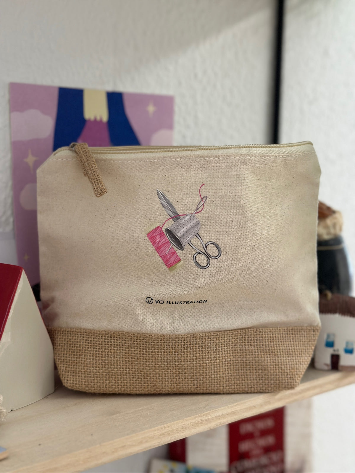 Jute toiletry bag Grandma - Sewing and unstitching my girl is learning