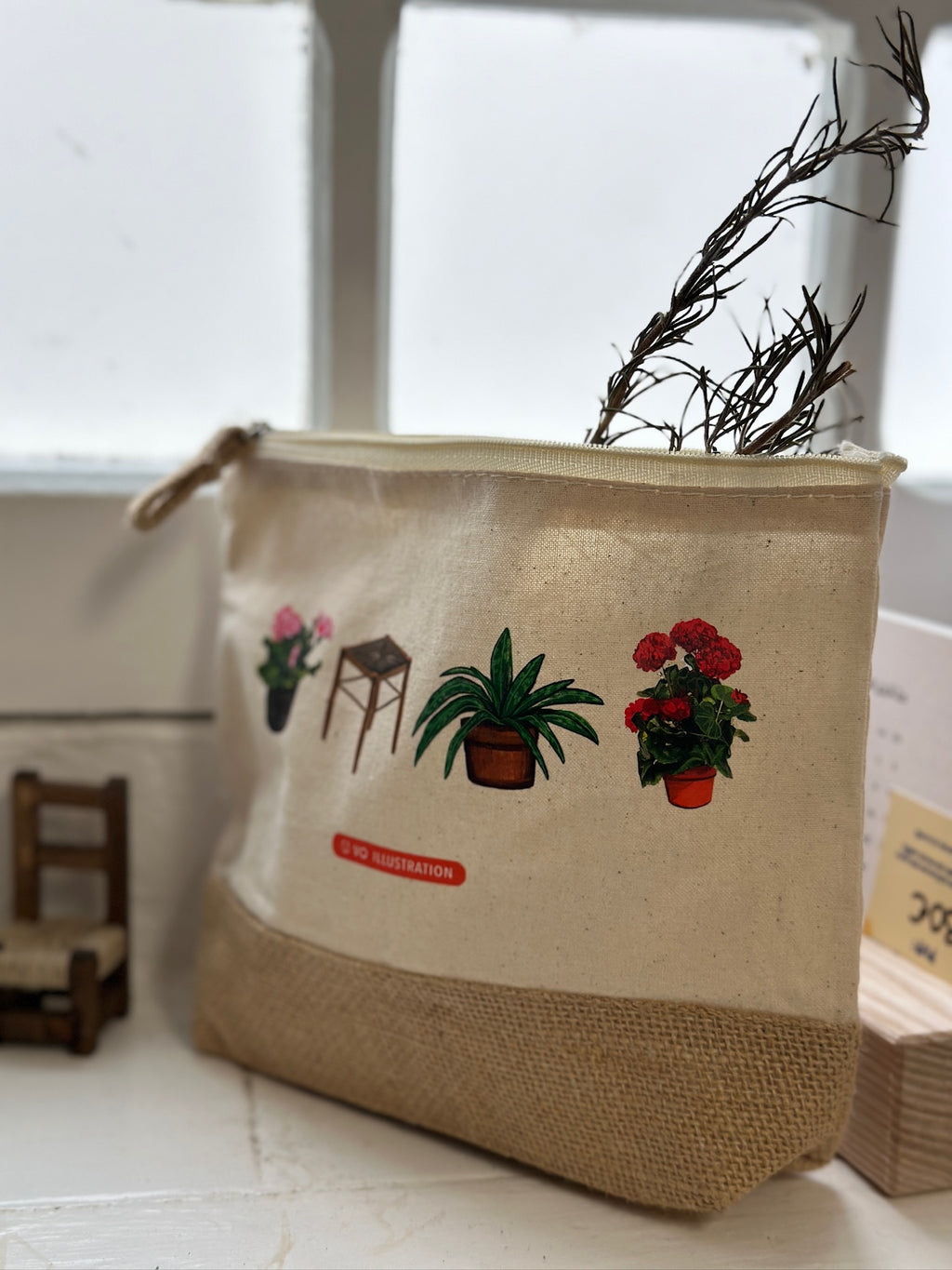 Abuela jute toiletry bag - Rosemary, rosemary, let the bad come out and the good come in