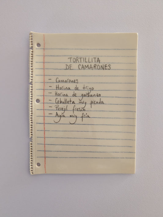 Plato cerámica Receta tortillita de camarones