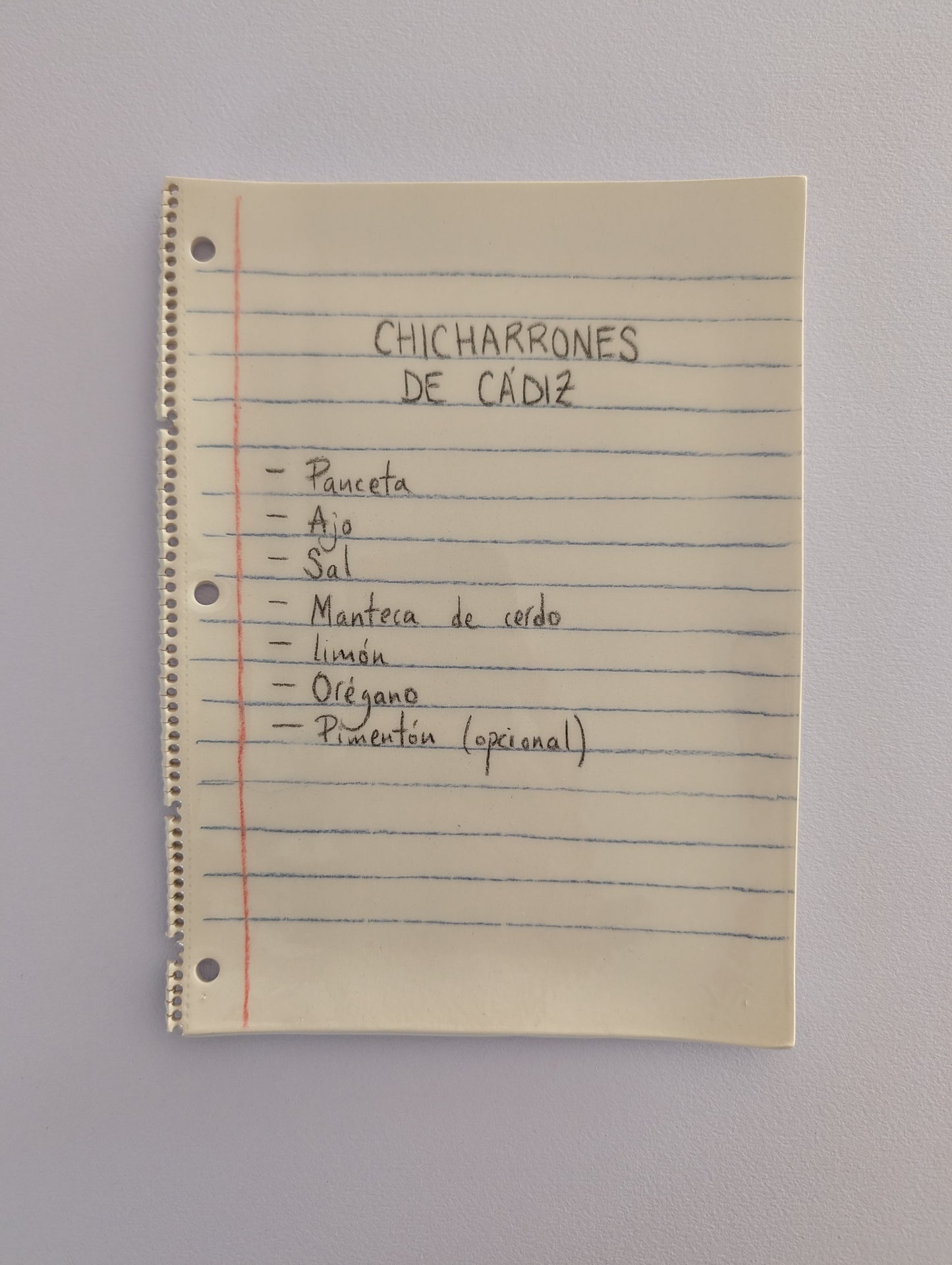Plato cerámica Receta Chicharrones de Cádiz