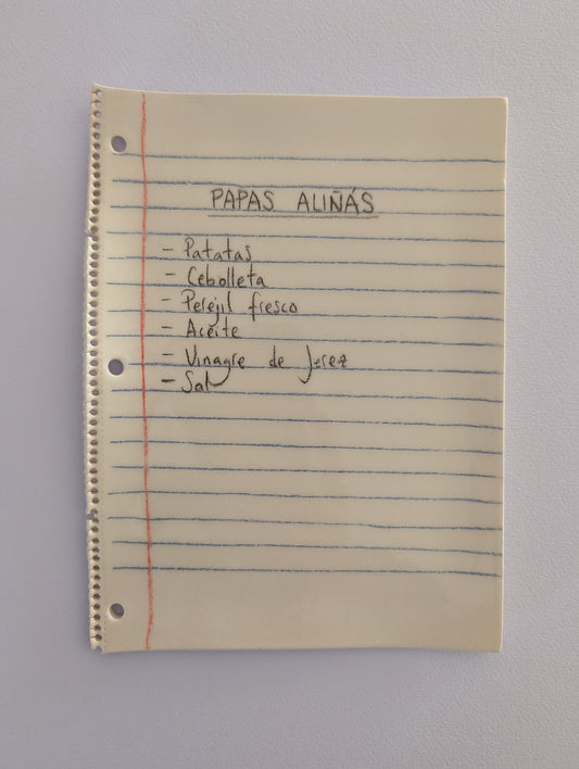 Plato cerámica Receta de papas aliñas