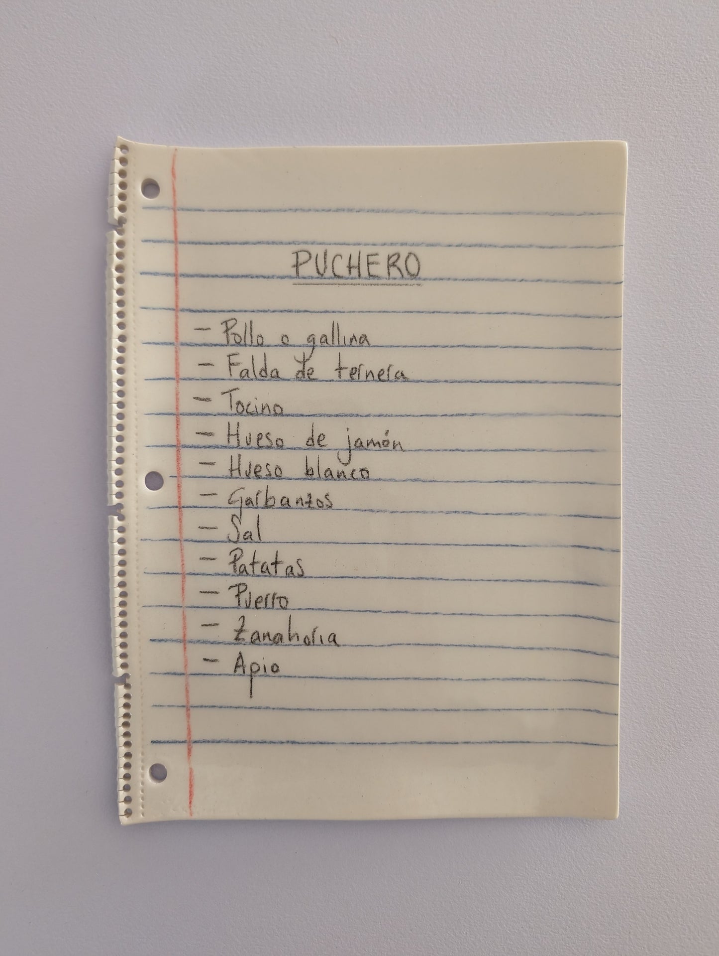 Plato cerámica Receta del puchero