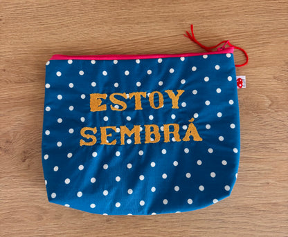 Cian lunares letra dorado- Estoy sembrá - Neceser