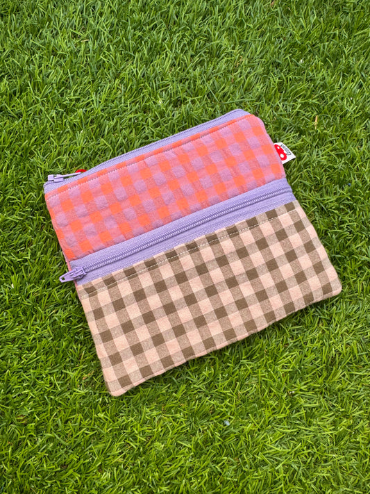 Vichy salmón - Doble monedero