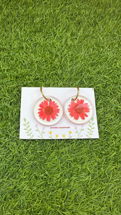Pendientes Margaritas ROJA encapsuladas
