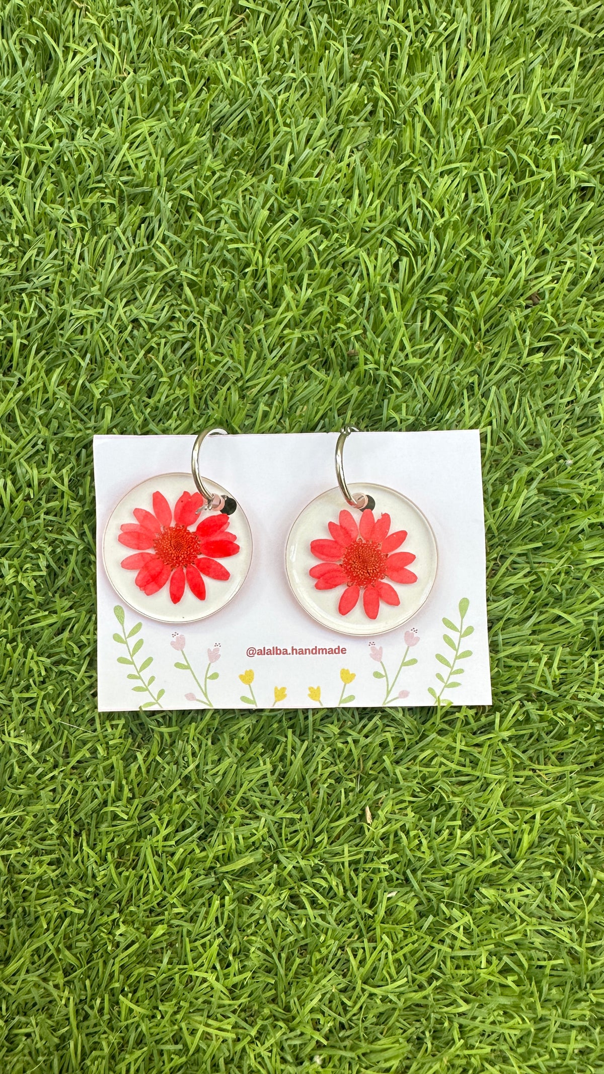 Pendientes Margaritas ROJA encapsuladas