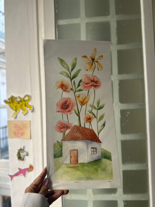 Large size blooming house print