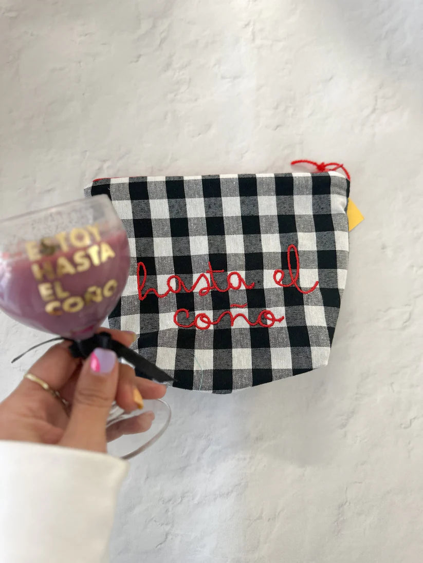 Toiletry bag Up to the pussy - Black Vichy
