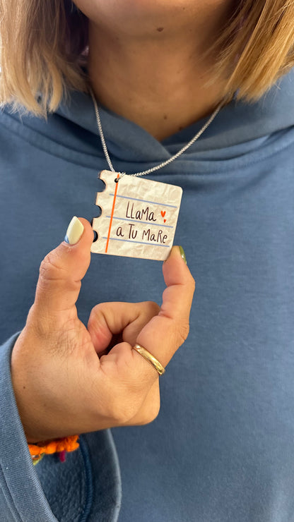 Collar  "Killa, llama a tu mare" notas