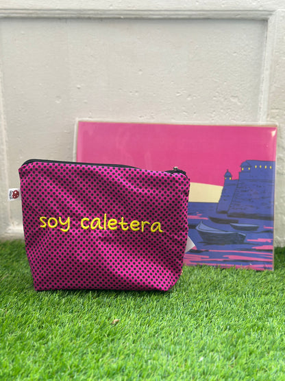 Soy Caletera Cádiz toiletry bag - Purple polka dots yellow letter