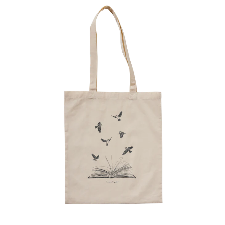 Totebag pájaros y libro abierto