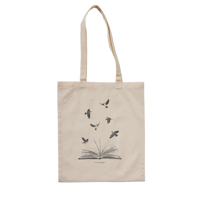 Totebag pájaros y libro abierto