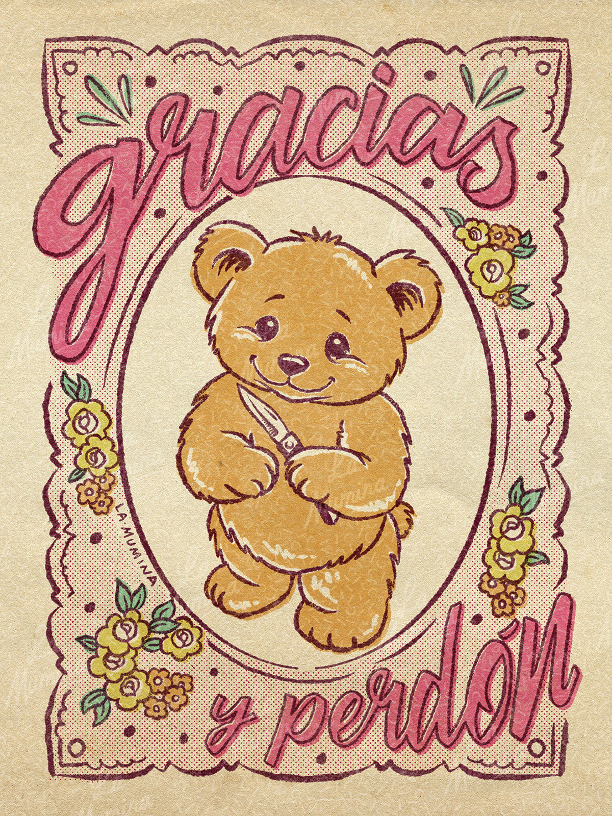 Lámina Gracias y perdón - osito