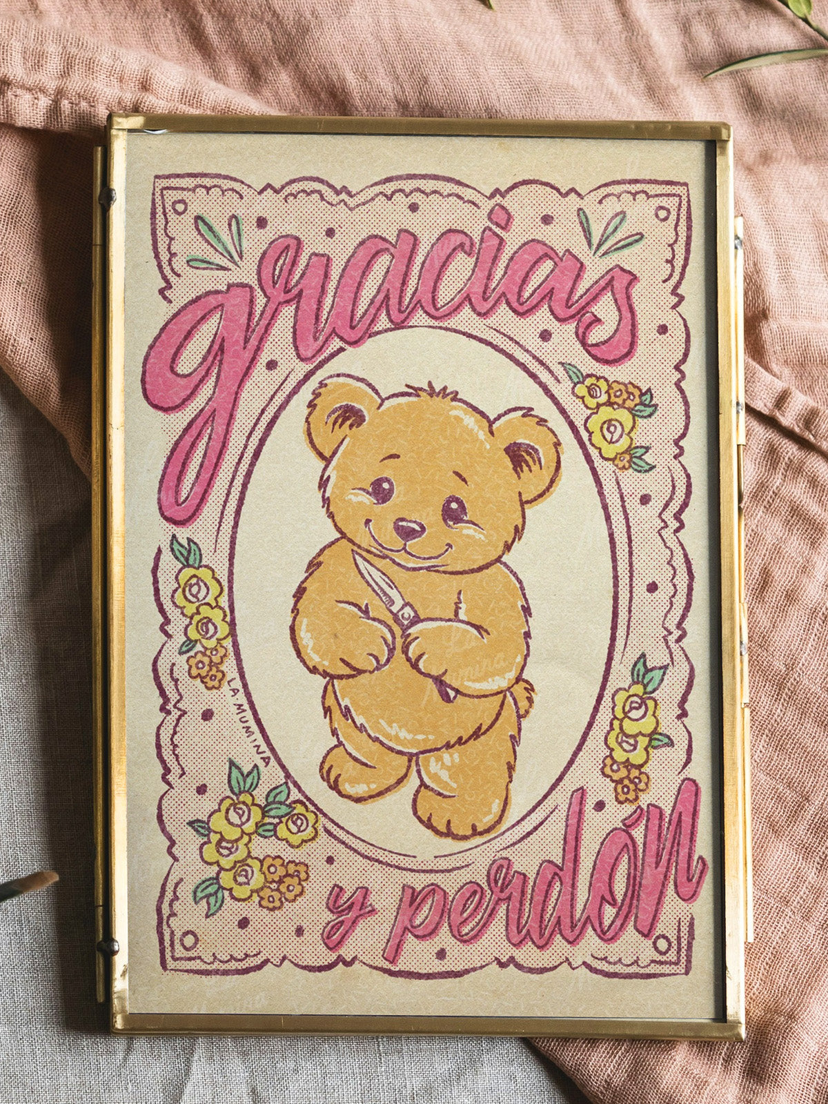 Lámina Gracias y perdón - osito