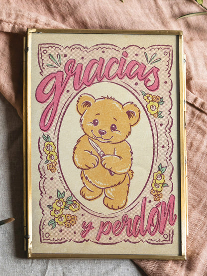 Lámina Gracias y perdón - osito