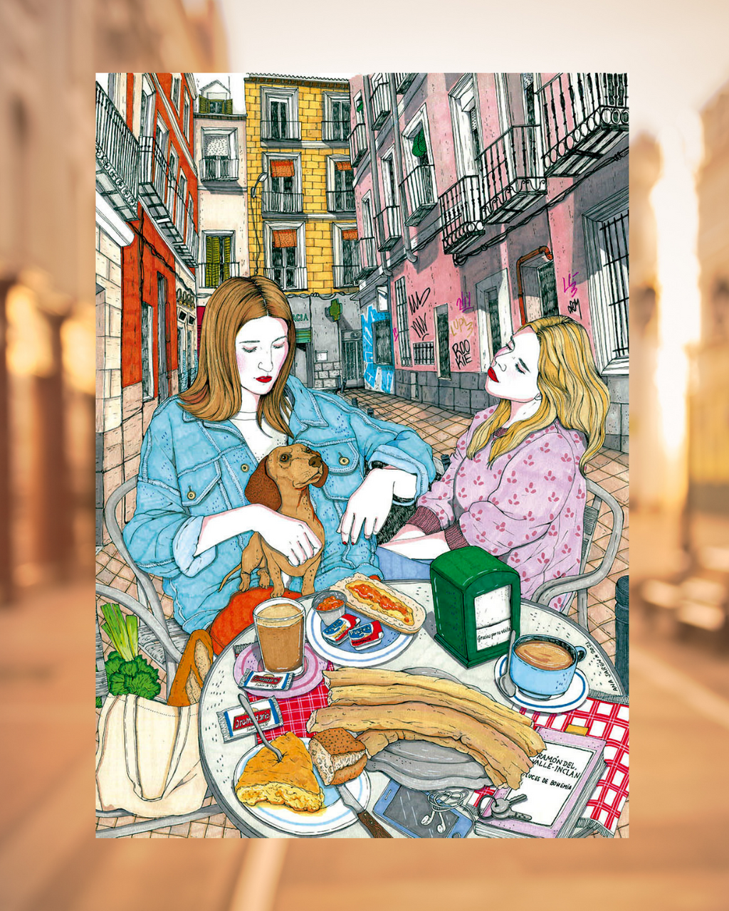 Lámina Chicas desayuno Malasaña