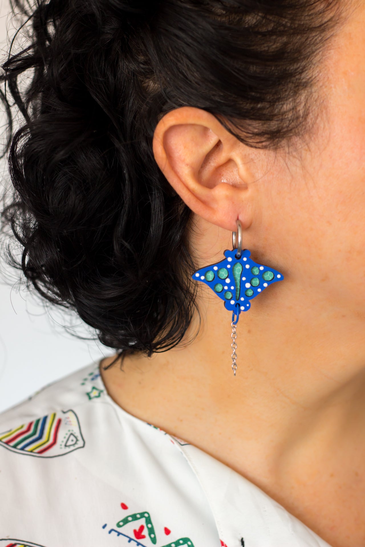 Pendientes Manta raya azul