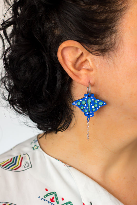 Pendientes Manta raya azul