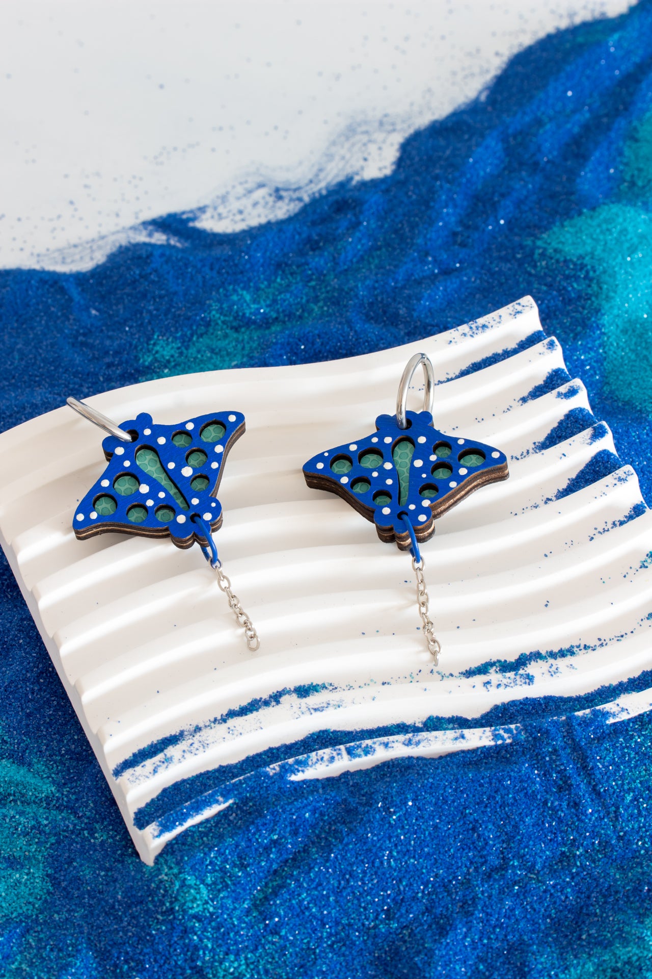 Pendientes Manta raya azul