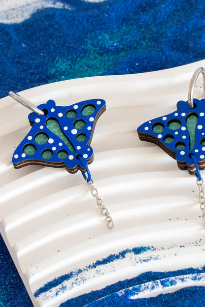 Pendientes Manta raya azul